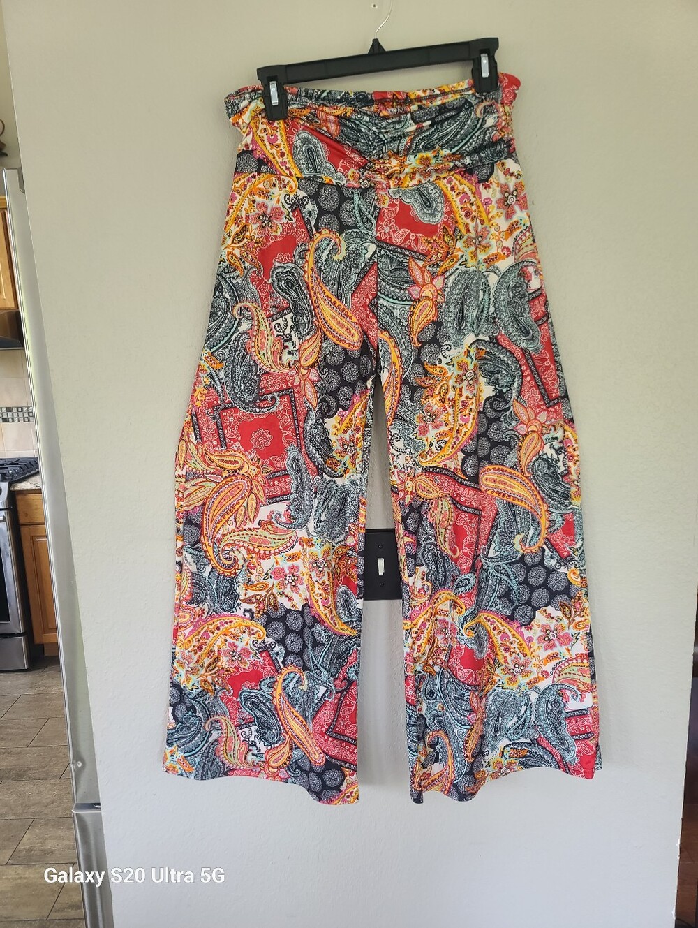 ISLE  Bohemian Geo Floral Tear-drop Paisley Print Wide Leg Palazzo Pants Size S